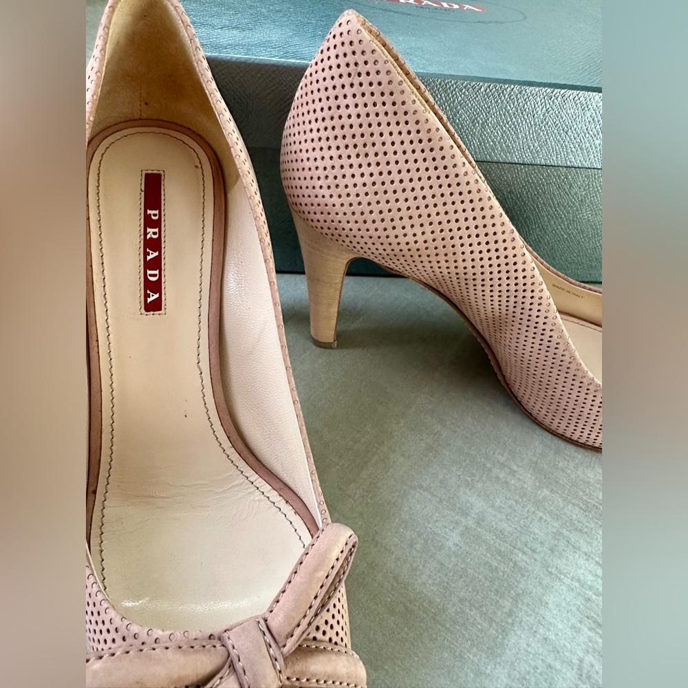 Prada Peep Toe Suede Heels - Picture 4 of 8